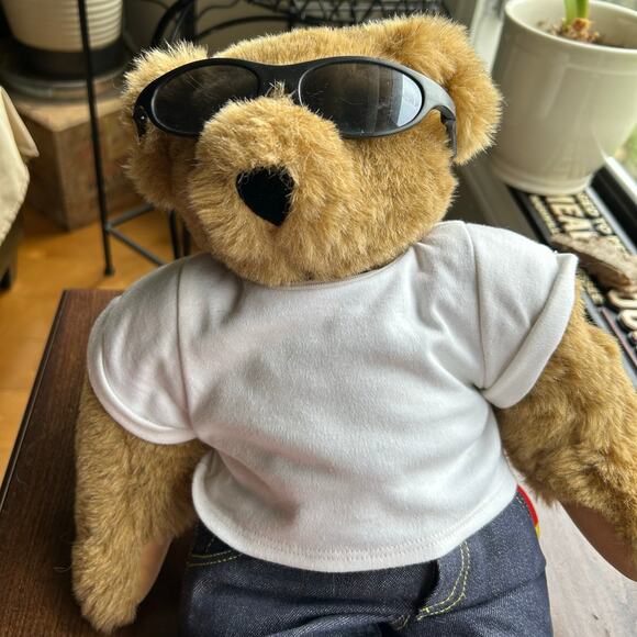 New! Vermont Teddy Bear Cool Guy Bear with Sunglasses and Love Tattoo - Picture 6 of 11